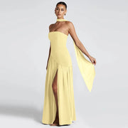 Summer Elegant Fashion Sexy Slit Backless Evening Party Ceremony Flowy Long Dresses For Women Dress With Scarf thumbnail 3