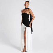 Summer Elegant Fashion Sexy Slit Backless Evening Party Ceremony Flowy Long Dresses For Women Dress With Scarf thumbnail 5