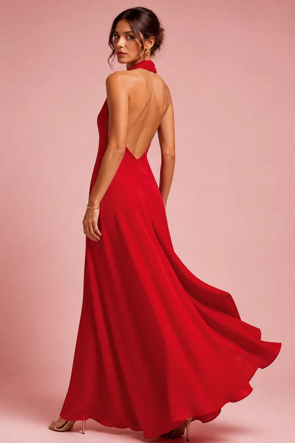 Amara Halter Maxi Dress in Cherry